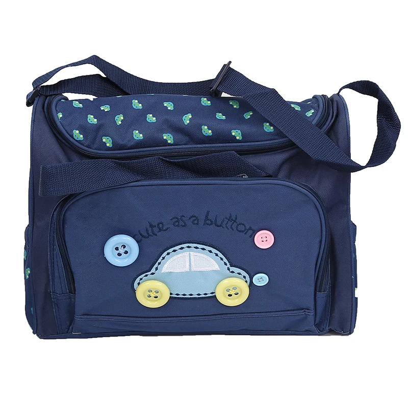 

4pcs Cute As Button Embroidery Baby Nappy Changing Bags Sets Dark Blue
