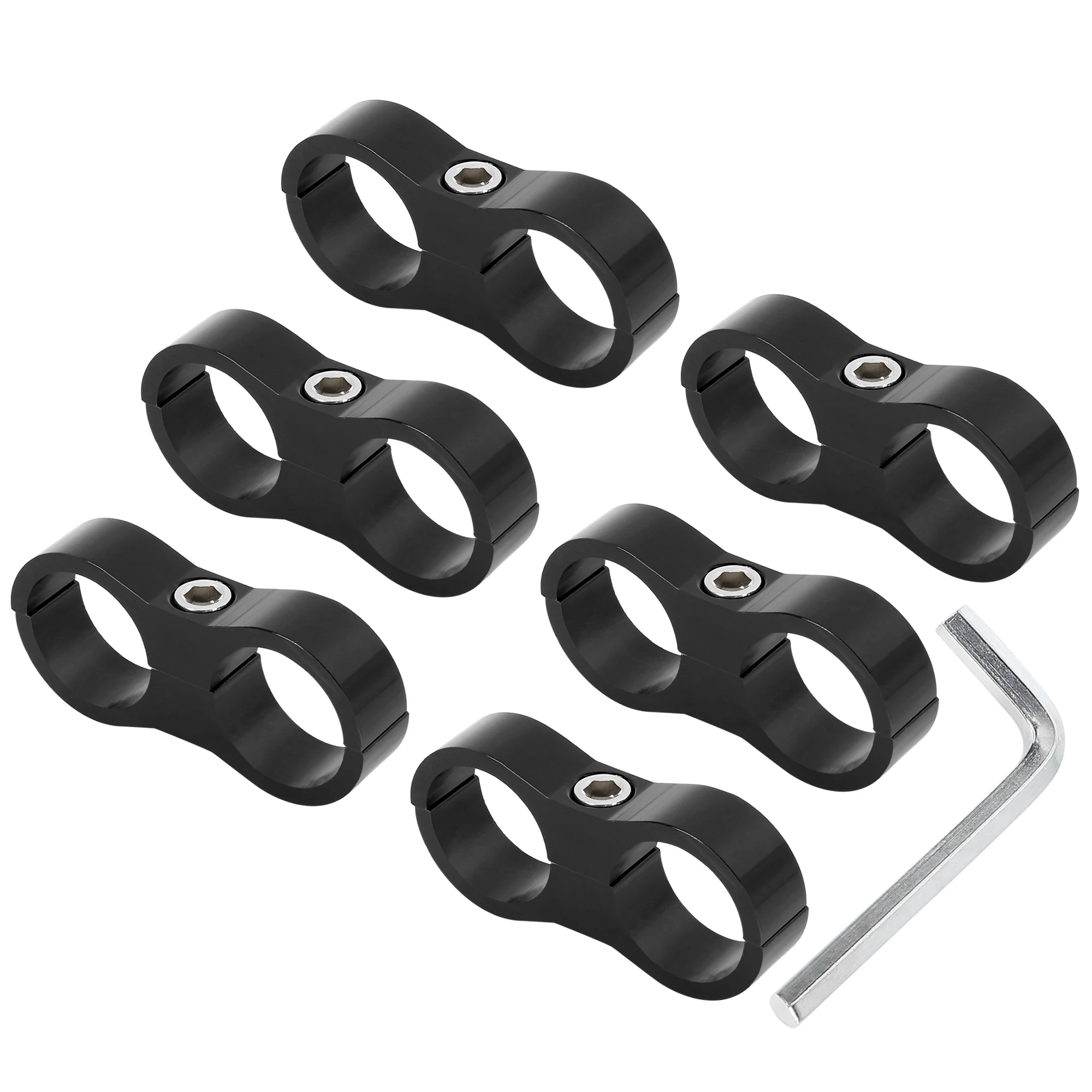 X Autohaux 6pcs AN4 AN6 AN8 AN10 AN12 Oil Fuel Water Hose Separator Divider Clamp Fitting Adapter with Wrench for Car