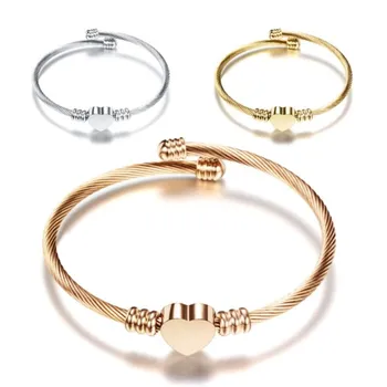 

2020 Europe women's heart-shaped versatile jewelry Crystal from Swarovskis Three-color stainless steel wire braided bracelet