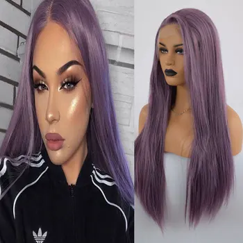 

Bombshell Purple 13*3 Synthetic Lace Front Wig Ms. Silk Straight Hair Wig No Rubber Heat Resistant Fiber Ms. Fashion Wig