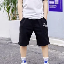 Новые стильные модные шорты свободного кроя штаны для мальчиков летние штаны средней и большой длины для детей, Мужские штаны средней длины черные и белые с Pa