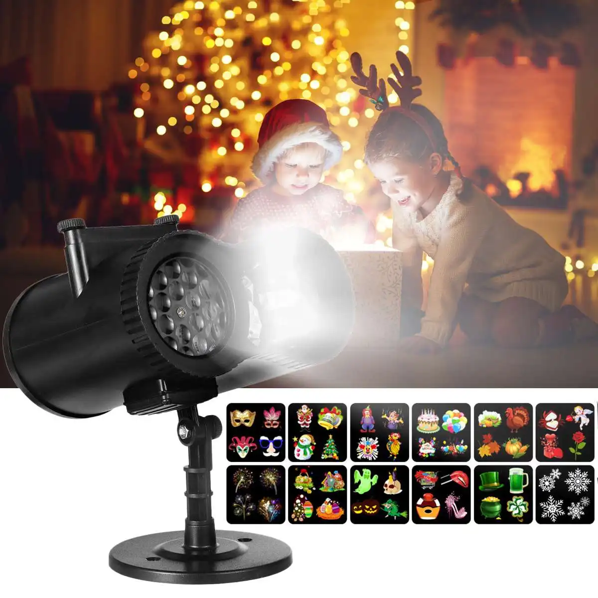 12 карт проектор свет Светодиодный проекционный светильник Двойной баррель воды волны Открытый Год Вечерние Декор Счастливого Рождества прожекторы