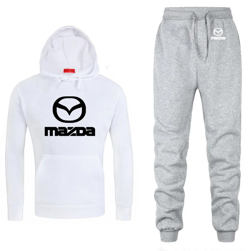 Мужские толстовки с капюшоном с логотипом Mazda, унисекс, модная мужская толстовка с капюшоном в стиле хип-хоп, harajuku, повседневные флисовые худи, штаны, костюм из 2 предметов - Цвет: 803