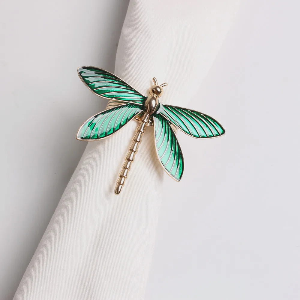 

30pcs Fashionable and simple new Chinese green dragonfly napkin buckle dripping insect napkin ring