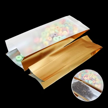 

Gold Translucent Top Open Heat Seal Organ Embossing Aluminum Foil Packaging Storage Bag Food Nut Snack Dried Fruit Coffee Candy