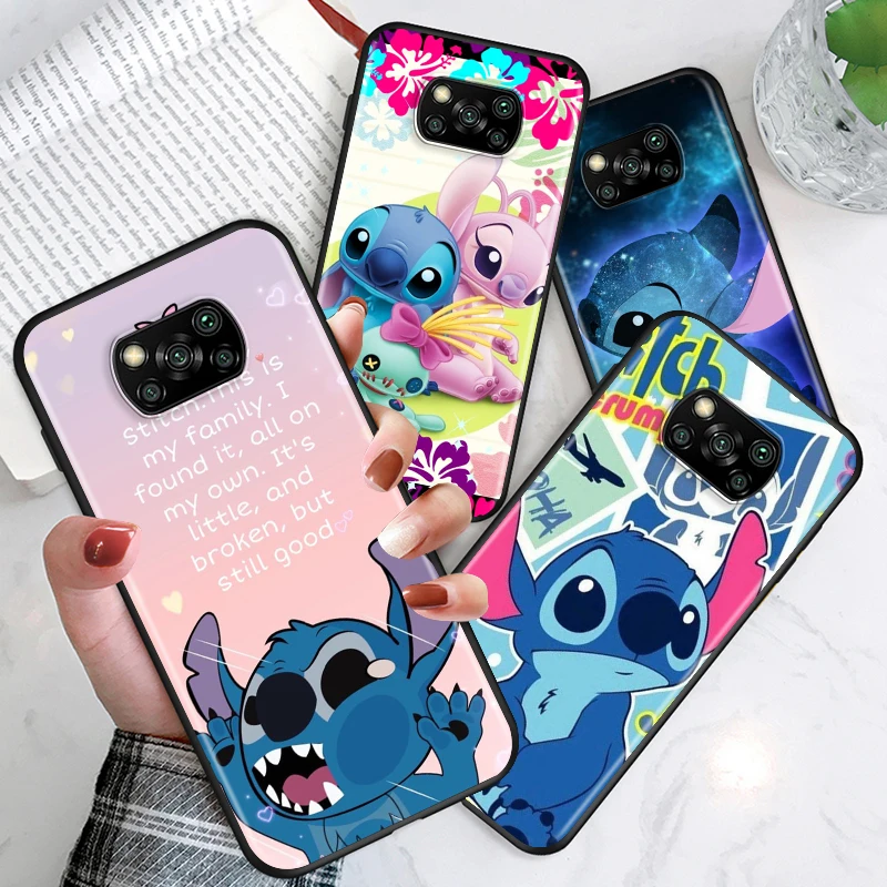 Disney Animation Lilo Stitch For Xiaomi Mi Play Mix 3 A2 A1 6X 5X Civi Poco F3 GT M3 M2 X2 F2 X3 NFC Pro C3 F1 Black Phone Case | Мобильные