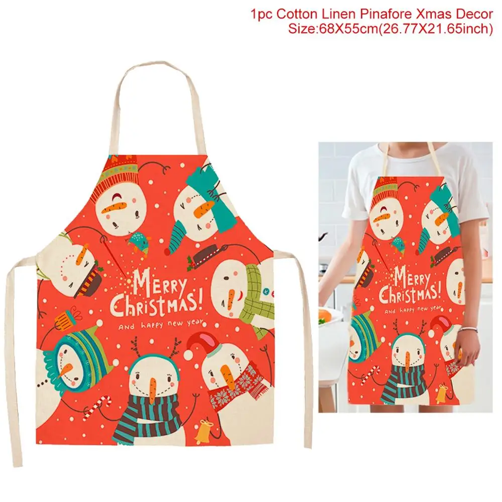 QIFU Рождественские украшения для дома Navidad чехлы на стулья Санта Клаус Noel подарок на год - Цвет: Christmas Apron 5