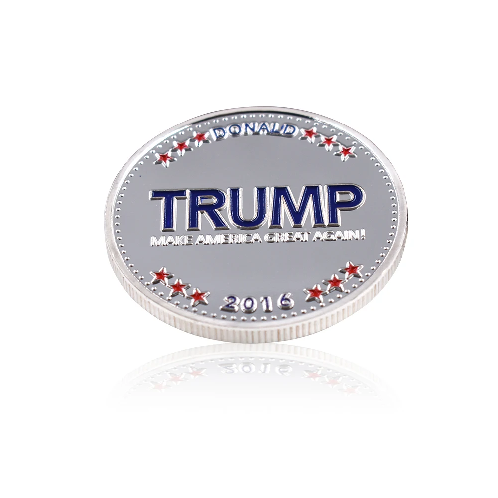 Лидер продаж Трамп монета 24 К посеребренные Серебряный монета Американских Монет коллекционные подарки на день рождения с Пластик чехол