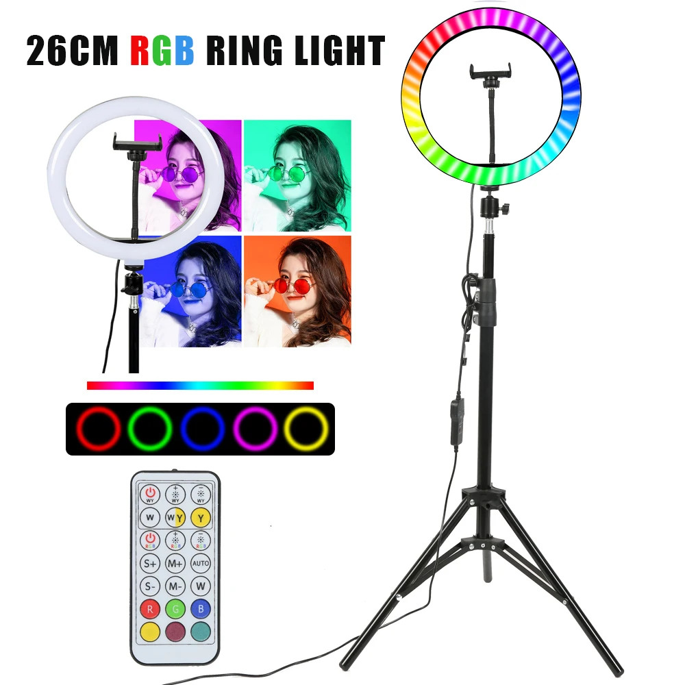 26 см цветной rgb кольцевой светильник с подставкой для телефона треножный пультом