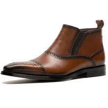 2019 Man Boots Handmade Luxury Fashion Office Dress Boot Genuine Cow Leather Original Design Men Casual Carving Boots