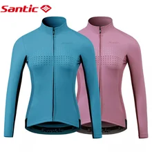 Santic damskie kurtki rowerowe zimowe polarowe płaszcz termiczny jesienne rozgrzewki rowerowe wiatroszczelne koszulki MTB Asian Size