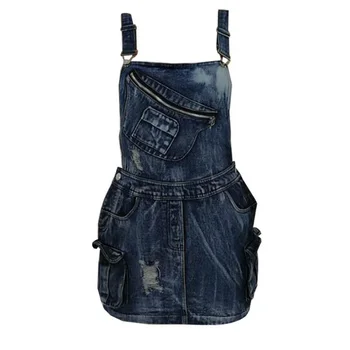 

Short Mini Denim Skirt With Straps Women Button Jeans Skirts Plus Size High Waist Pencil Skirt Suspender Jeans Skirts Womens