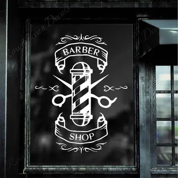

Barber Shop Hair Salon Sign Logo Emblem Wall Sticker Vinyl Window Decals Removable Interior Removable Murals Wallpaper 4511