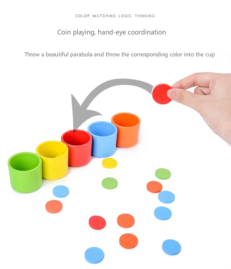Монтессори Деревянные игрушки руки Тренировки Мозга Цвет Классификация чашки ребенка раннего образования счетные игрушки деревянный пазл