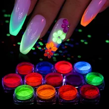1 коробка флуоресцентный пигмент порошок дизайн ногтей Блеск красочный светящийся погружение неоновый хлопья гель пыль DIY лак декорации BEYE01-13-2