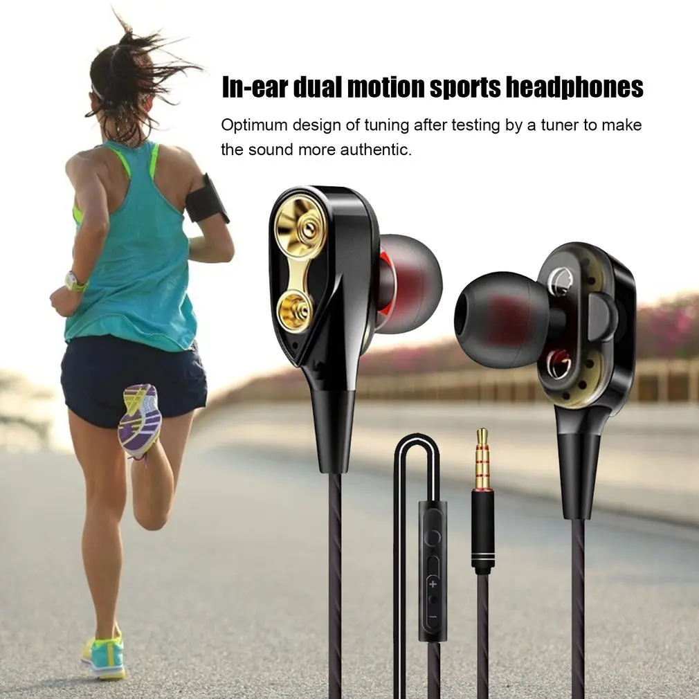 Magnetic Wired Stereo in-Ear Earphones Super Bass Dual Drive Headset Earbuds Earphone For Huawei Samsung SmartPhone