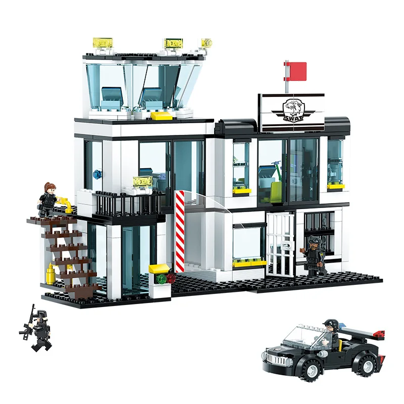 

Wang Xin kai yi Dahin 1516 Special Police Series Police Headquarters Assembled Children Educational Building Blocks Toy