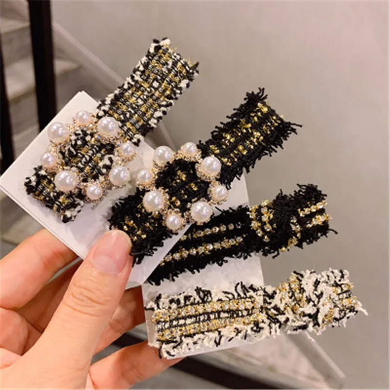Hair Clip Hairpin For Women Girl Rhinestone Pearl Fabric Geometric Korean Handmade Fashion Head Accessories Mujer Wholesale |