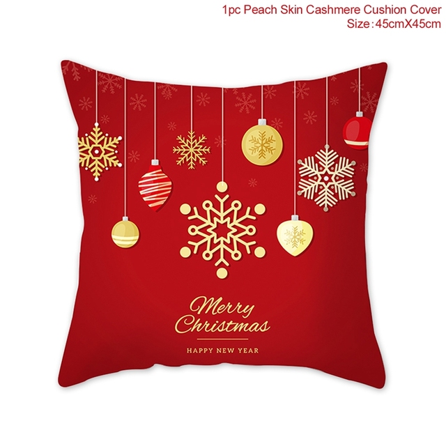 Cushion Cover Merry Christmas Decorations for Home 2021 Christmas Ornament Navidad Noel Xmas Gifts Happy New Year 2022