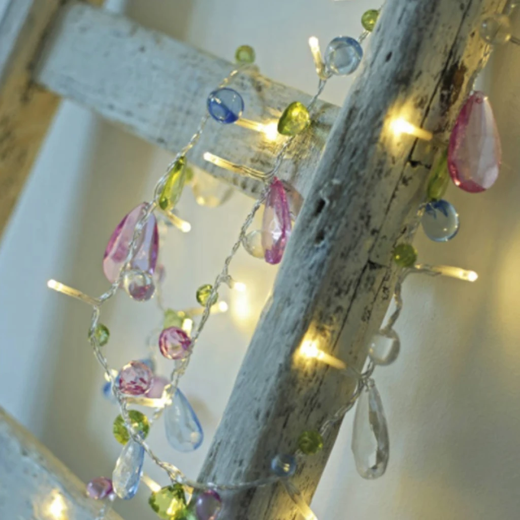 10 LED Fairy Crystal Bead String Light Christmas Tree Garland Battery Decorative Holiday Christmas Wedding Party Home Decor