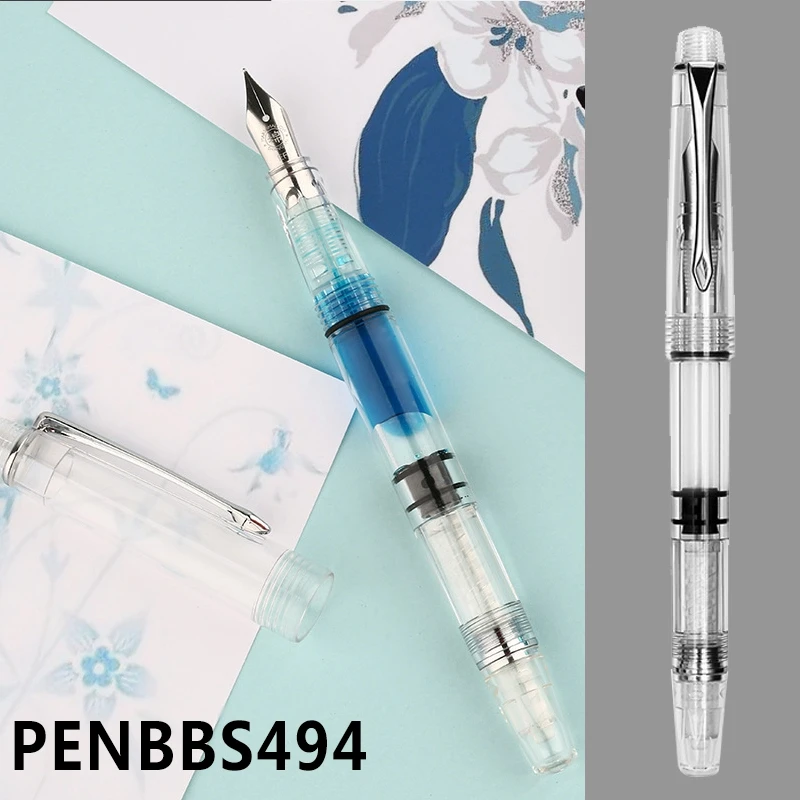 Перьевая ручка Penbbs 494 прозрачный поршень авторучка демонстратор чернил ручки 0,38/0,5 мм перо школьные офисные принадлежности канцелярские принадлежности