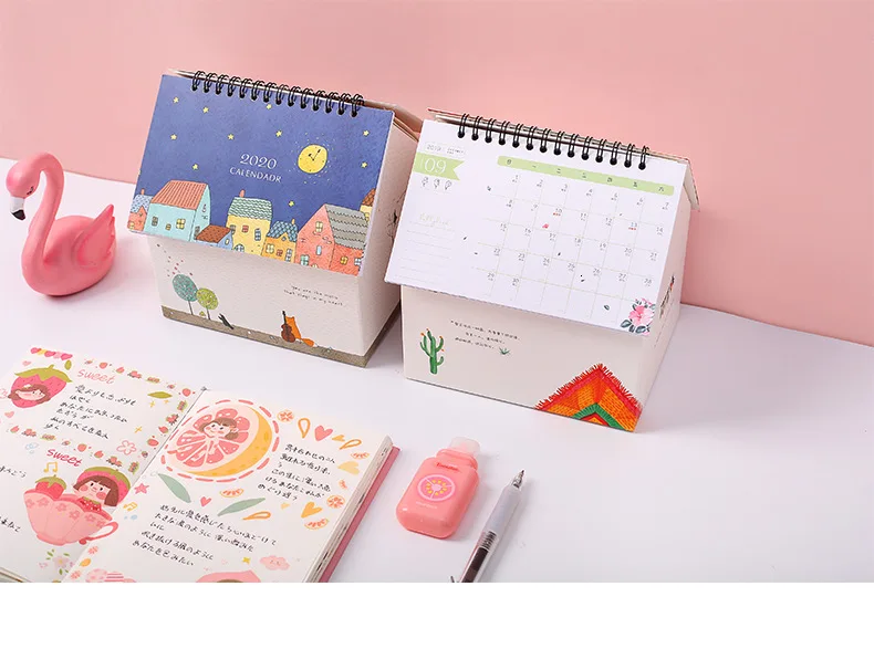 Креативные милые домашние календари, многофункциональные календари, канцелярские принадлежности для школьников, Настольная коробка для хранения 00025