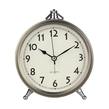 

Ultra-silent New Alarm Clock Living Room Bedroom Bedside Decoration Bronze Metal Silent Sweep Seconds Digital Roman Clock Face