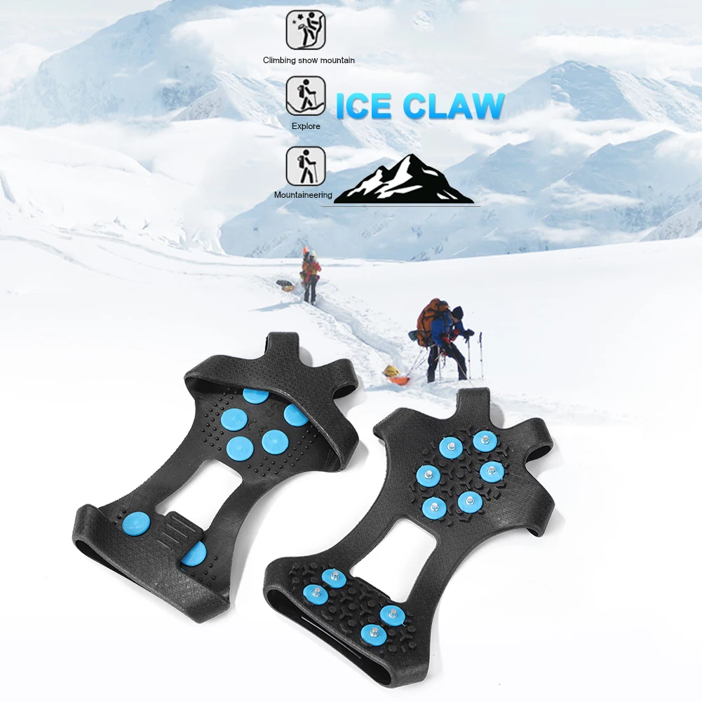 1Pair 10Studs Anti-Skid Ice Gripper Spike Climbing Snow Over Shoes Cover Crampon