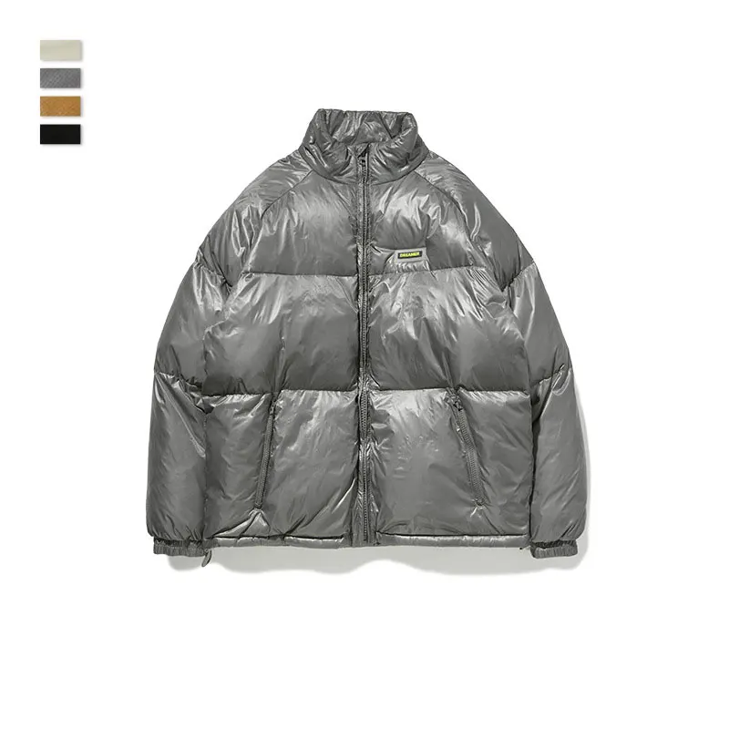 Fionto мужской Зимний тренд бренд простой сплошной цвет воротник свободный плюс толстый теплый мужской пуховик Куртка - Цвет: Gray