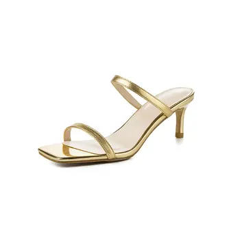 

Brand Design Women Slippers Elegant Open Toe Thin High Heels 5CM Slippers Summer Outdoor Beach Slides Shoes