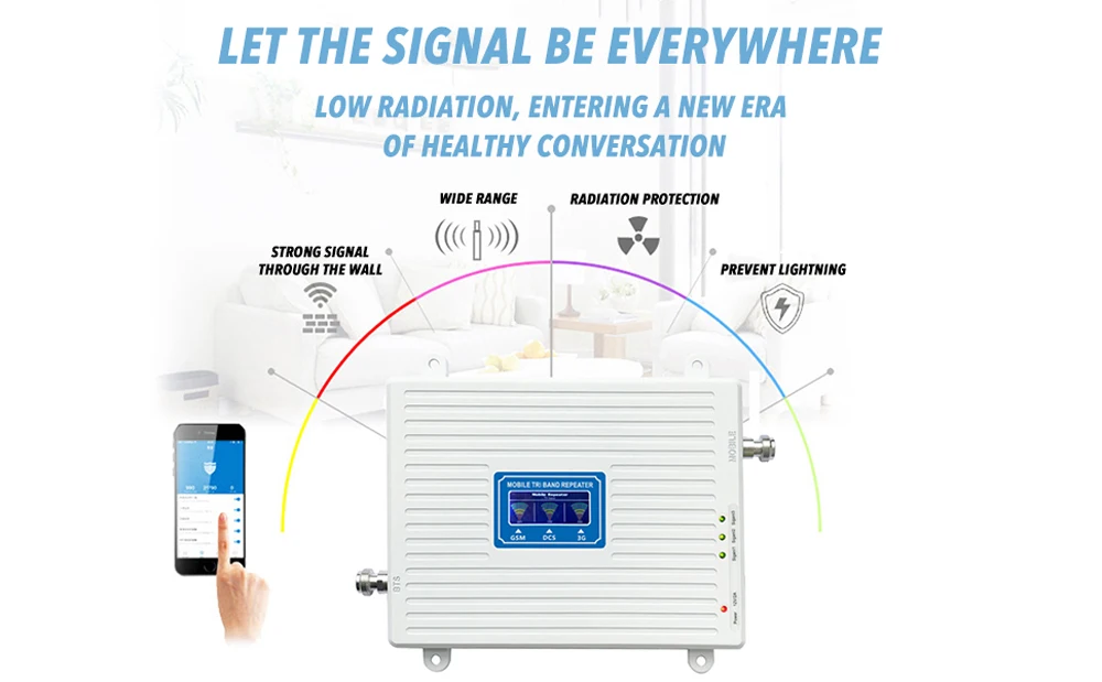 Трехдиапазонный усилитель 110 220 В 900 1800 2100 GSM DCS WCDMA 2G/3G/4G LTE универсальный сигнала