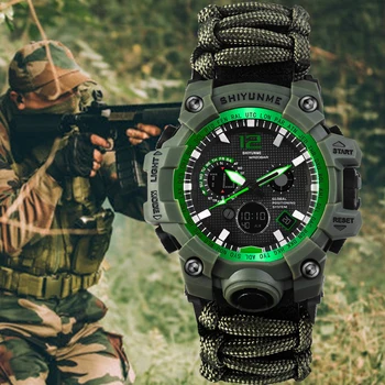 

Outdoor Sports Watches Mens Compass Thermometer Waterproof Military Digital Watch Quartz Chronograph Clocks relogio masculino