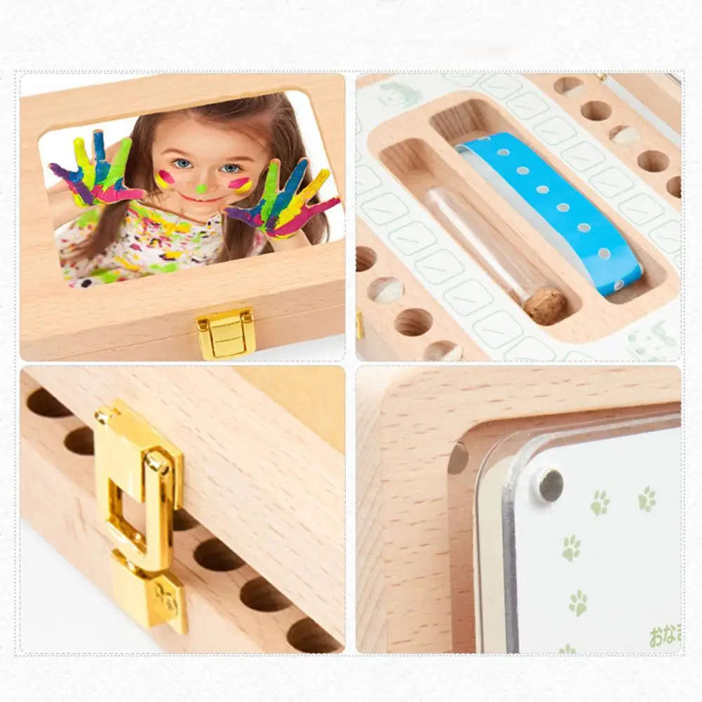 100% деревянная фоторамка фетальная Силиконовая зубная щетка для малышей коробка для хранения Детская английская коробка для хранения в