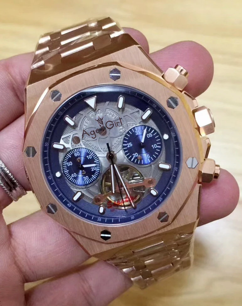 

Luxury Brand New Automatic Mechanical Men Watch Tourbillion Sapphire Transparent Glass Skeleton Rose Gold Black Blue Silver AAA+