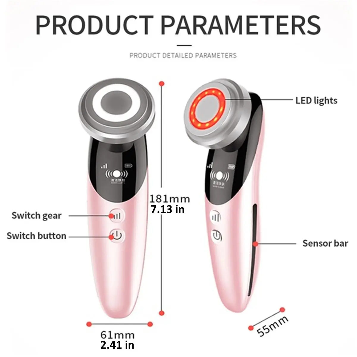 NEW 45°C Heating Ultrasonic Vibration EMS Micro-Current Whitening Anti-Wrinkles Freckles Removal Facial Beauty Instrument USB