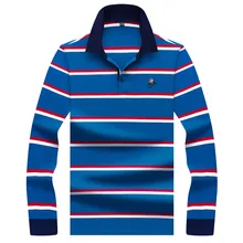 Новое поступление весна европейский стиль Мужская рубашка поло Tace& Shark бренд 3D вышивка полосатая Повседневная рубашка поло мужская с длинным рукавом