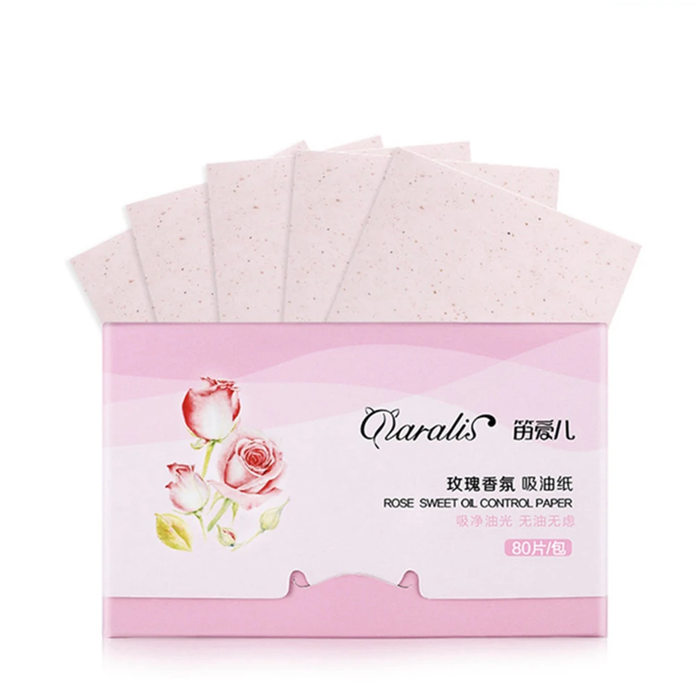 Rose 80pcs Портативные термоусадочные листы для промокания пор, Матирующие салфетки, инструменты для макияжа, средство для очистки лица, контроль масла, абсорбирующая бумага, средство для чистки лица - Цвет: Rose 80pcs