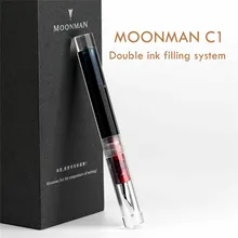 Moonman C1 Transparent Fountain Pen Eye Dropper Fully Transparent Large-Capacity Ink Storing Resin Fine 0.6mm Nib Gift Pen