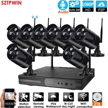 8CH 1080P HD Aduio Беспроводной NVR комплект P2P 1080P Крытый Открытый ИК ночного видения безопасности 2.0MP аудио IP камера wifi CCTV система