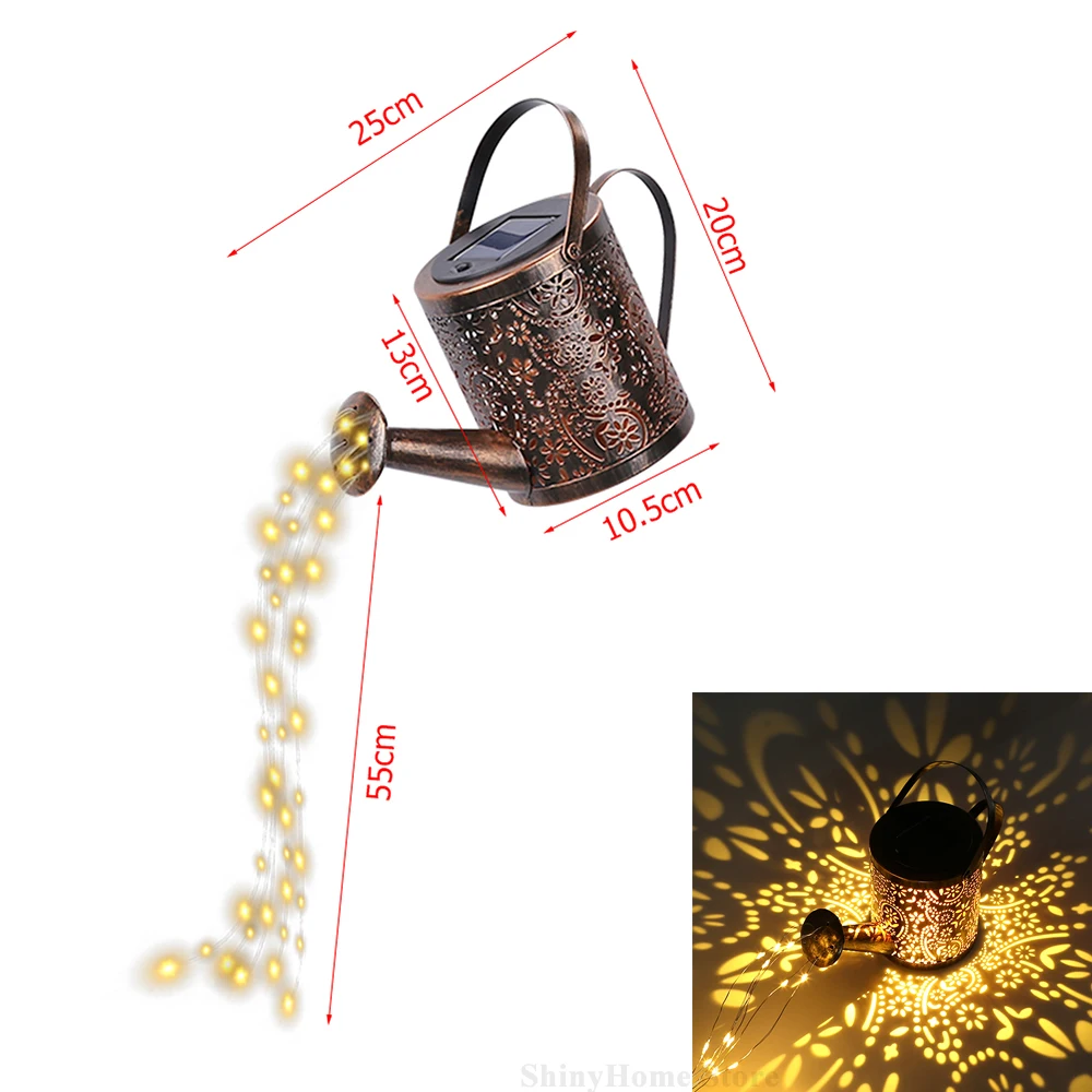 Watering Can Solar Garden Landscape Path LED String Lights Yard Stake