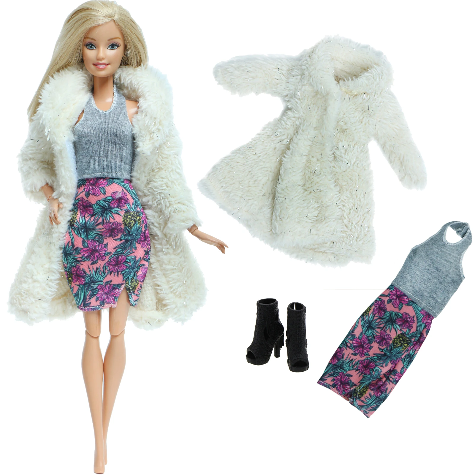 3Pcs/Set Doll Clothes Flower Dress + 