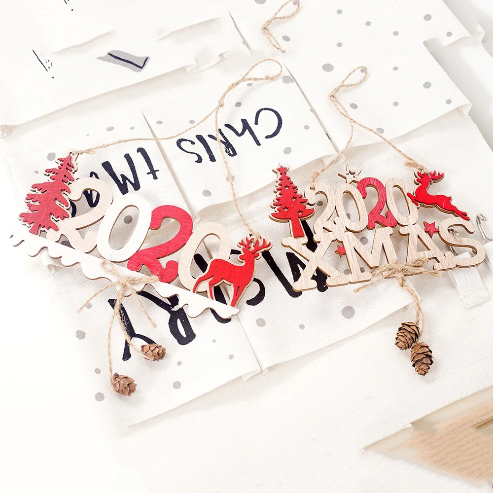 Рождественские буквы Лось дерево деревянный знак Рождественское украшение для дома кулон подвесной орнамент