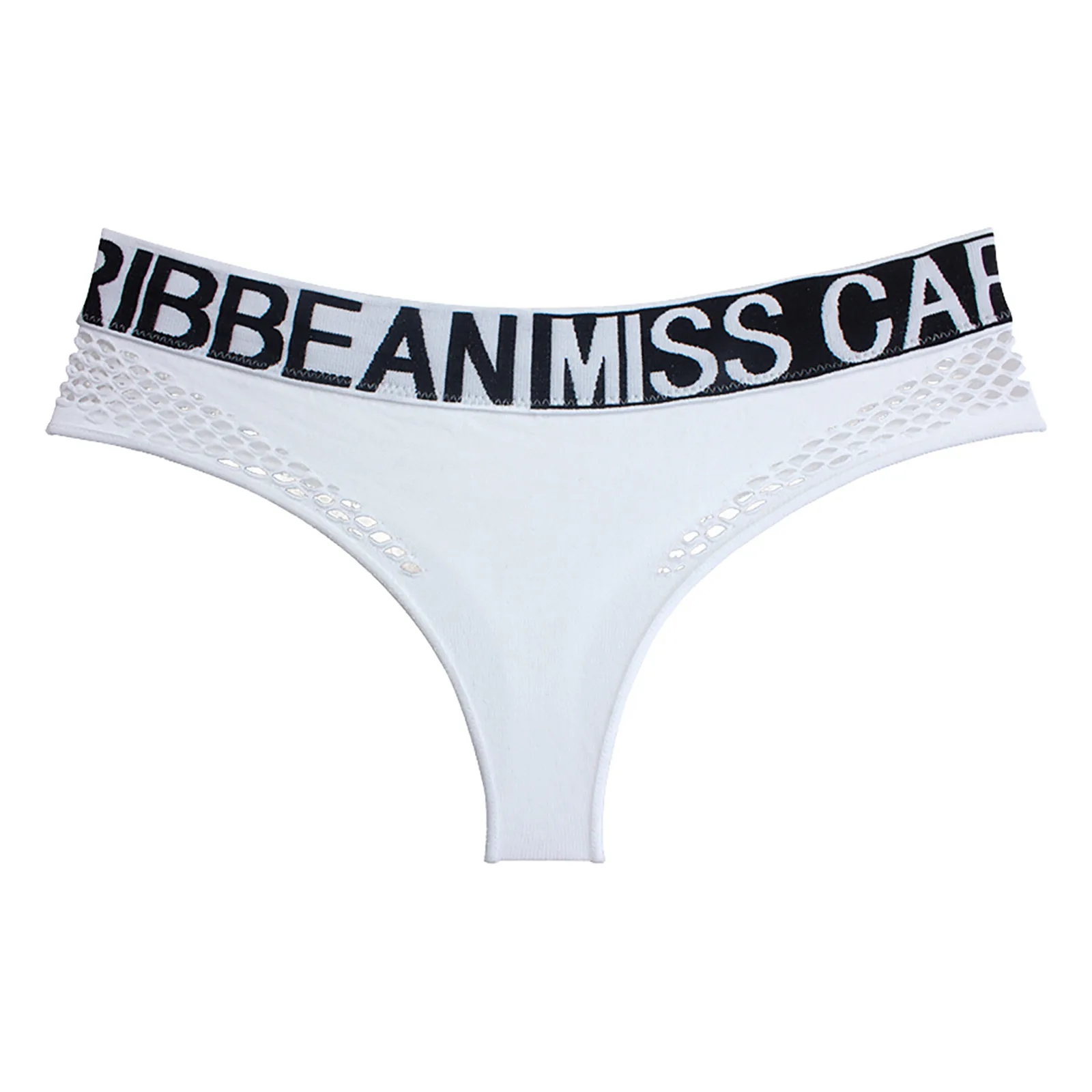 Women Thong Panties Hollow Out Mesh Sexy Low-rise Sports Underwear Letter Patchwork