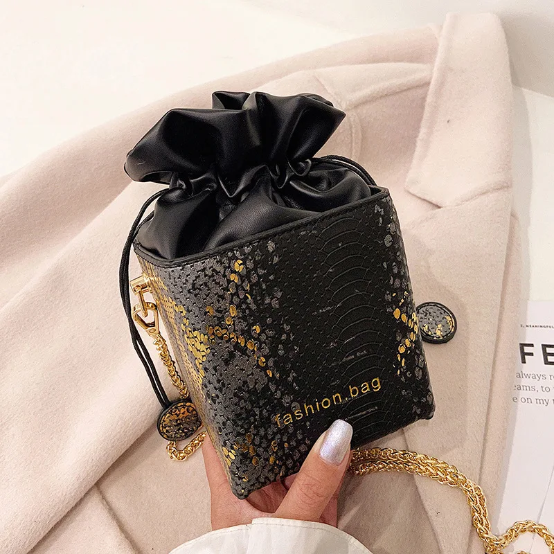 

Snake Pattern Box Shape Bags for Women String Chain Leather Bags Luxury Designer Purse Crossbody Bag Female Brand Shoulder Bag