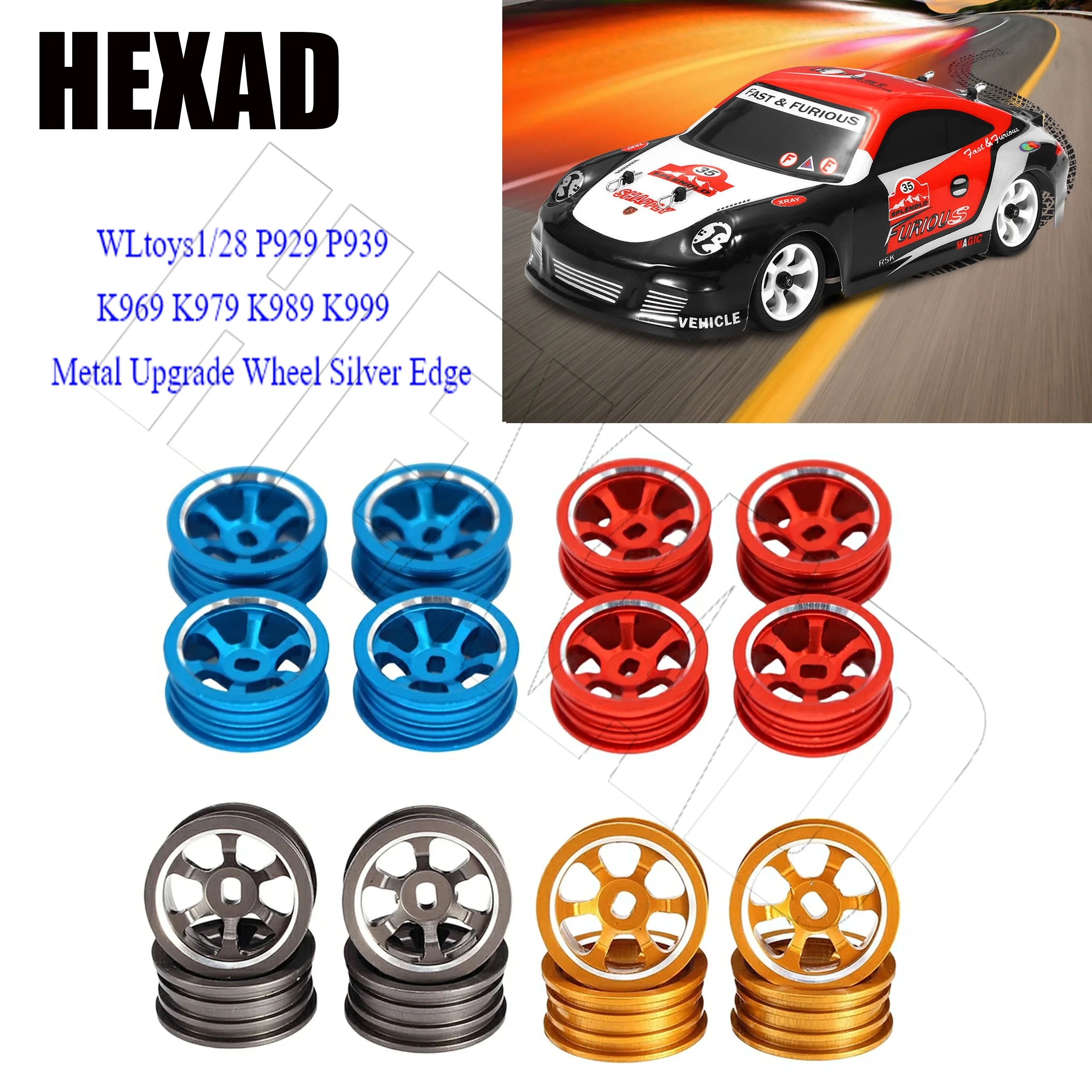 20mm Metal Upgrade Wheel Rim Set For Wltoys 1/28 P929 P939 K969 K979