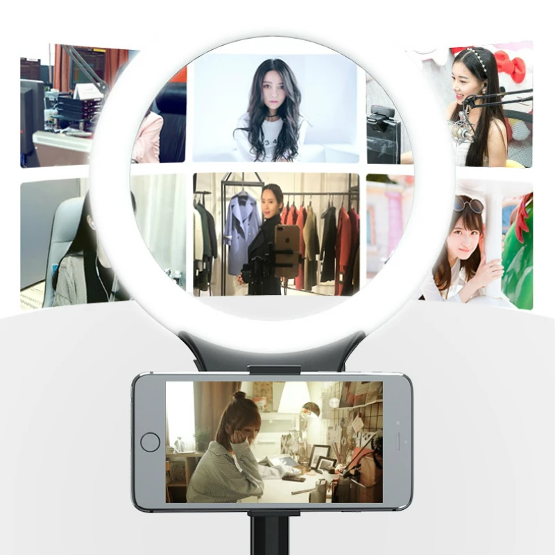 Live Photo Studio Light Set Dimmable светодиодный осветительный прибор для селфи для телефона iPhone Makeup Fill Light
