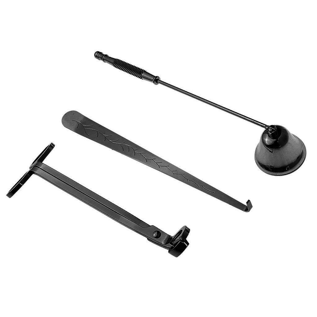 3pcs/set Black Stainless Steel Candle Snuffer Wick Dipper Oil Lamp Trimmer Cutter Extinguish Candles Home Accessories Tool