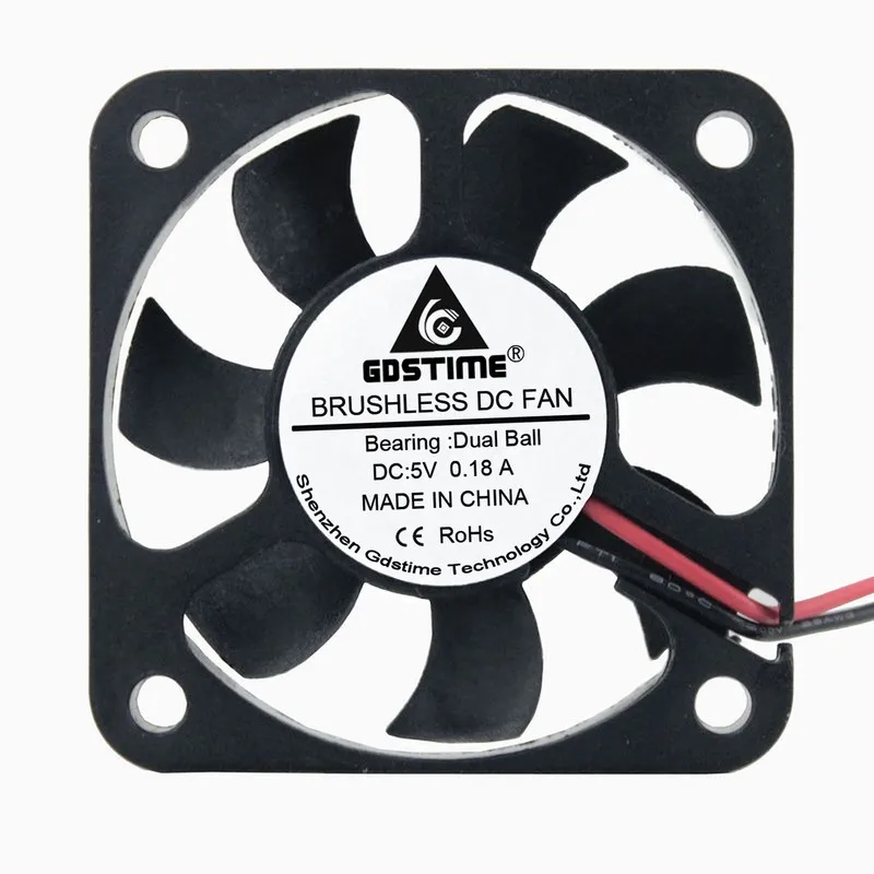 10 pcs Gdstime 50mm DC 5V fan 5cm 5010 50x50x10mm double ball bearing Brushless PC Cooler Cooling fan