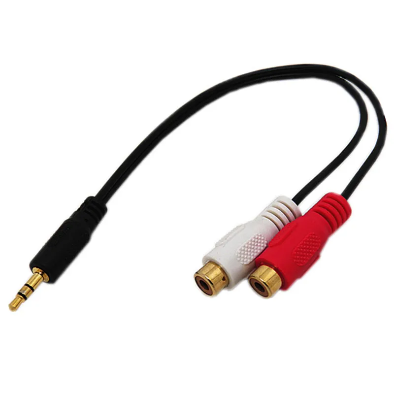 0.2m 3.5mm Jack To 2 Rca Audio Cables 3.5 Male To Rca Female Gold