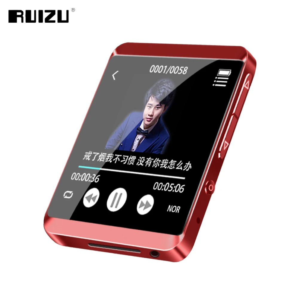 RUIZU M5 мини-клип Bluetooth MP3 плеер полный сенсорный экран портативный 8 ГБ 16 ГБ MP3 музыкальный плеер с FM, запись, электронная книга, шагомер - Цвет: Red